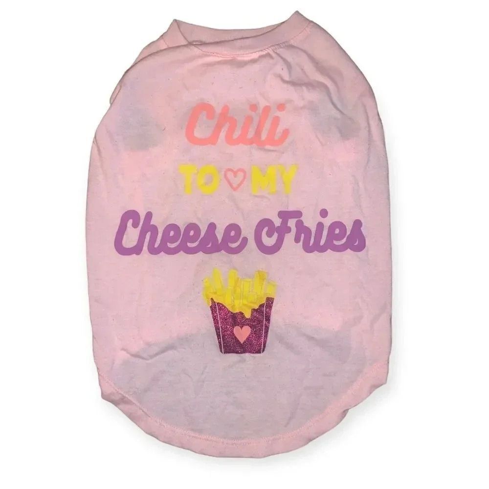 CHILI TO MY CHEESE FRIES Dog Shirt - L - Pink - BFF - LOVE - Top Paw
